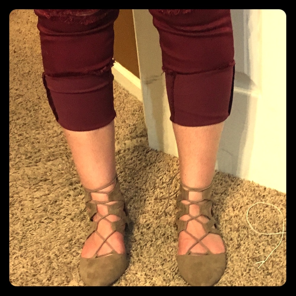 Suede lace up flats